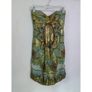 Nicole Miller Collection Strapless Cocktail Dress Silk Metallic Brocade Size 2